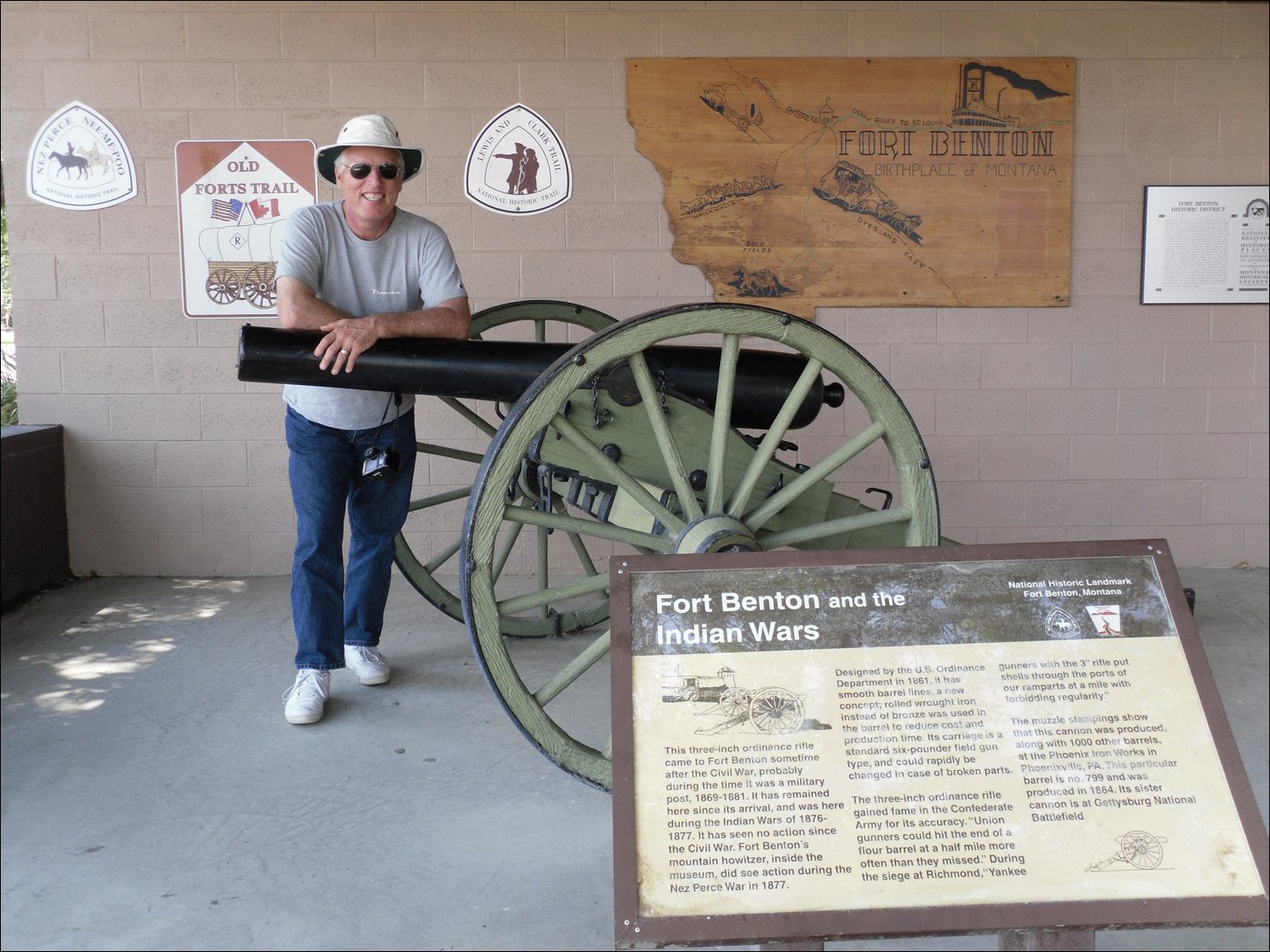 Fort Benton, MT- Posing with 3 inch Civil War era ordinance